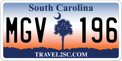 SC license plate MGV196