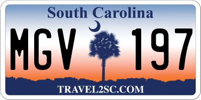 SC license plate MGV197