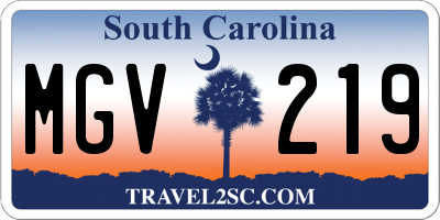 SC license plate MGV219