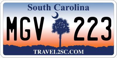 SC license plate MGV223
