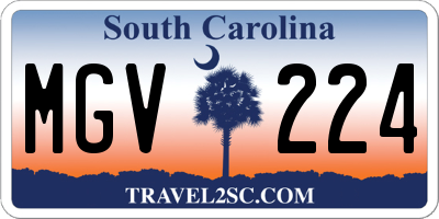 SC license plate MGV224