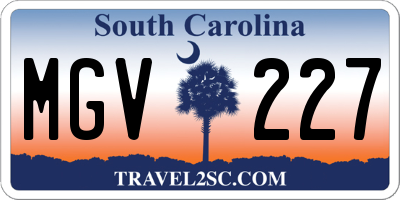 SC license plate MGV227