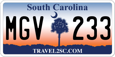 SC license plate MGV233