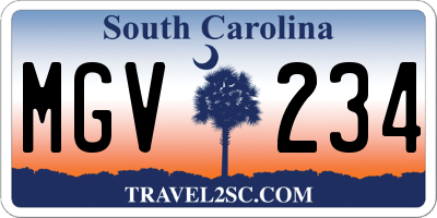 SC license plate MGV234