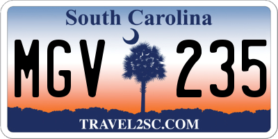 SC license plate MGV235