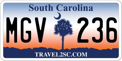 SC license plate MGV236