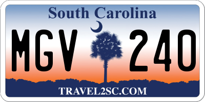 SC license plate MGV240