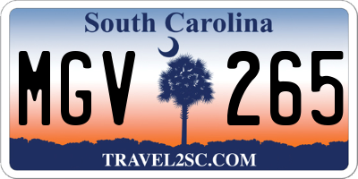 SC license plate MGV265