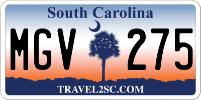 SC license plate MGV275