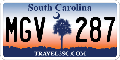 SC license plate MGV287
