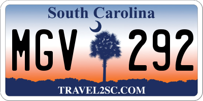 SC license plate MGV292