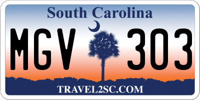 SC license plate MGV303