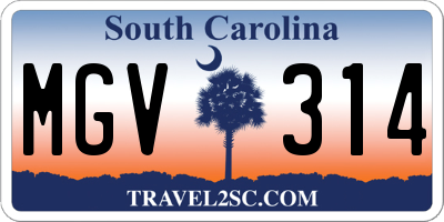 SC license plate MGV314