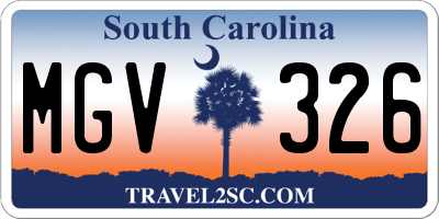 SC license plate MGV326