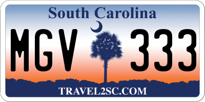 SC license plate MGV333