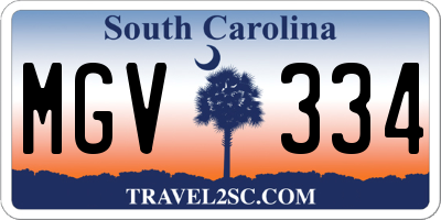 SC license plate MGV334