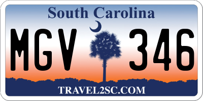 SC license plate MGV346