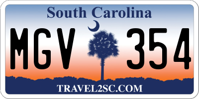 SC license plate MGV354