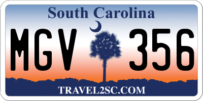 SC license plate MGV356