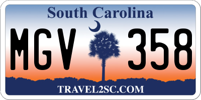 SC license plate MGV358