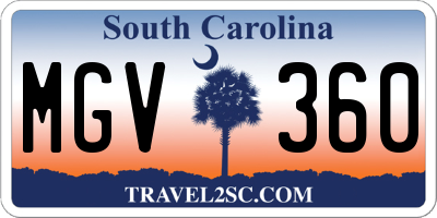 SC license plate MGV360