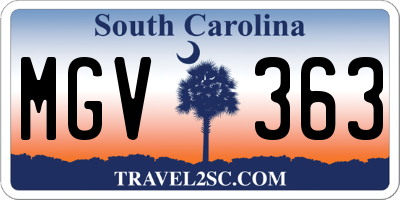SC license plate MGV363