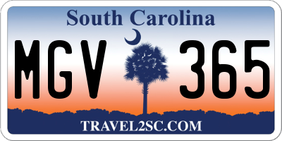 SC license plate MGV365