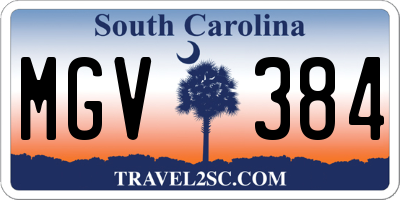 SC license plate MGV384