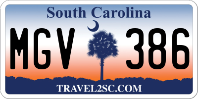 SC license plate MGV386