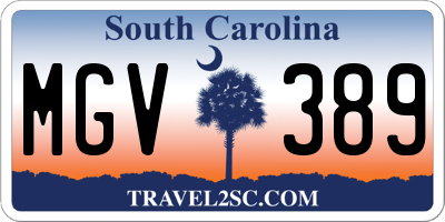 SC license plate MGV389