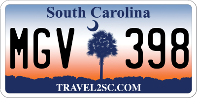 SC license plate MGV398