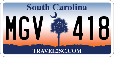 SC license plate MGV418
