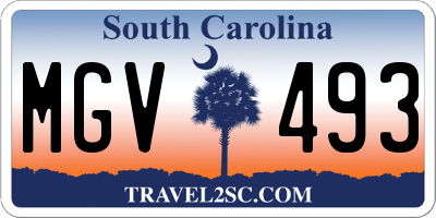 SC license plate MGV493