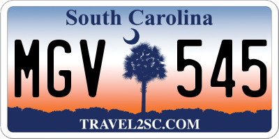 SC license plate MGV545