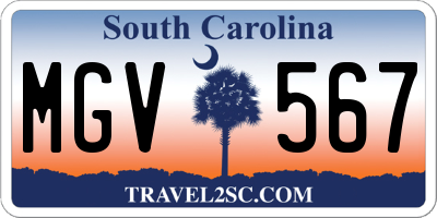 SC license plate MGV567