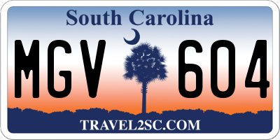 SC license plate MGV604