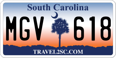 SC license plate MGV618