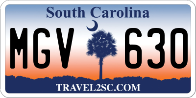 SC license plate MGV630