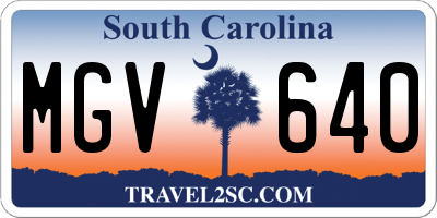 SC license plate MGV640