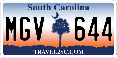 SC license plate MGV644