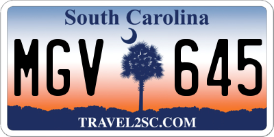 SC license plate MGV645
