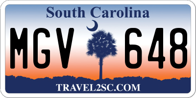 SC license plate MGV648