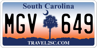 SC license plate MGV649