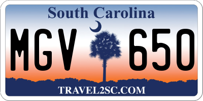 SC license plate MGV650