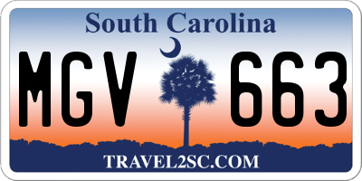 SC license plate MGV663
