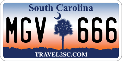 SC license plate MGV666