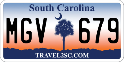 SC license plate MGV679