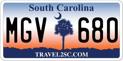SC license plate MGV680