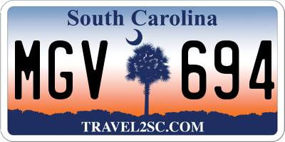 SC license plate MGV694