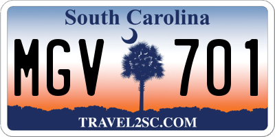 SC license plate MGV701